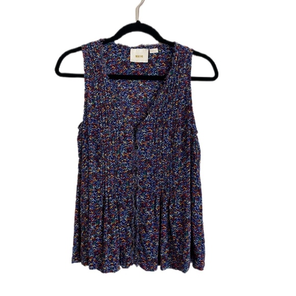Anthropologie Maeve Lila Pintucked Pleated Button Front Sleeveless Tank Size S - Picture 3 of 4
